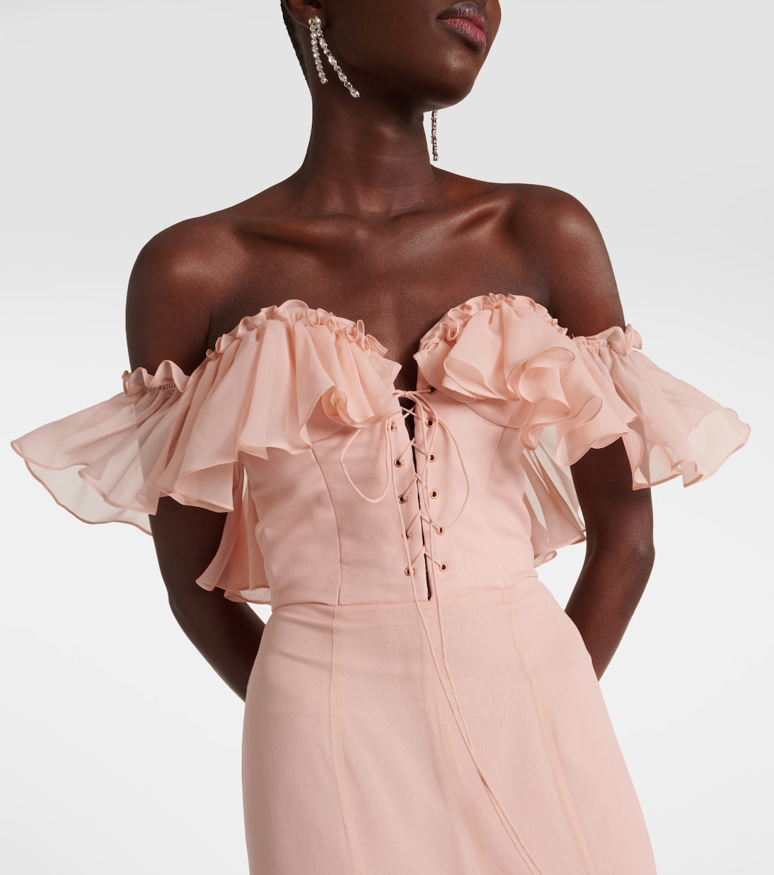 Off-Shoulder-Robe Galiya aus Seiden-Georgette | Costarellos
