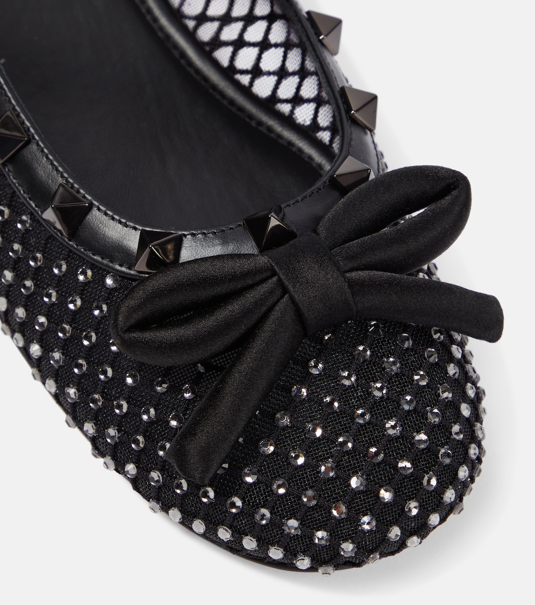 Rockstud embellished mesh ballet flats | Valentino Garavani