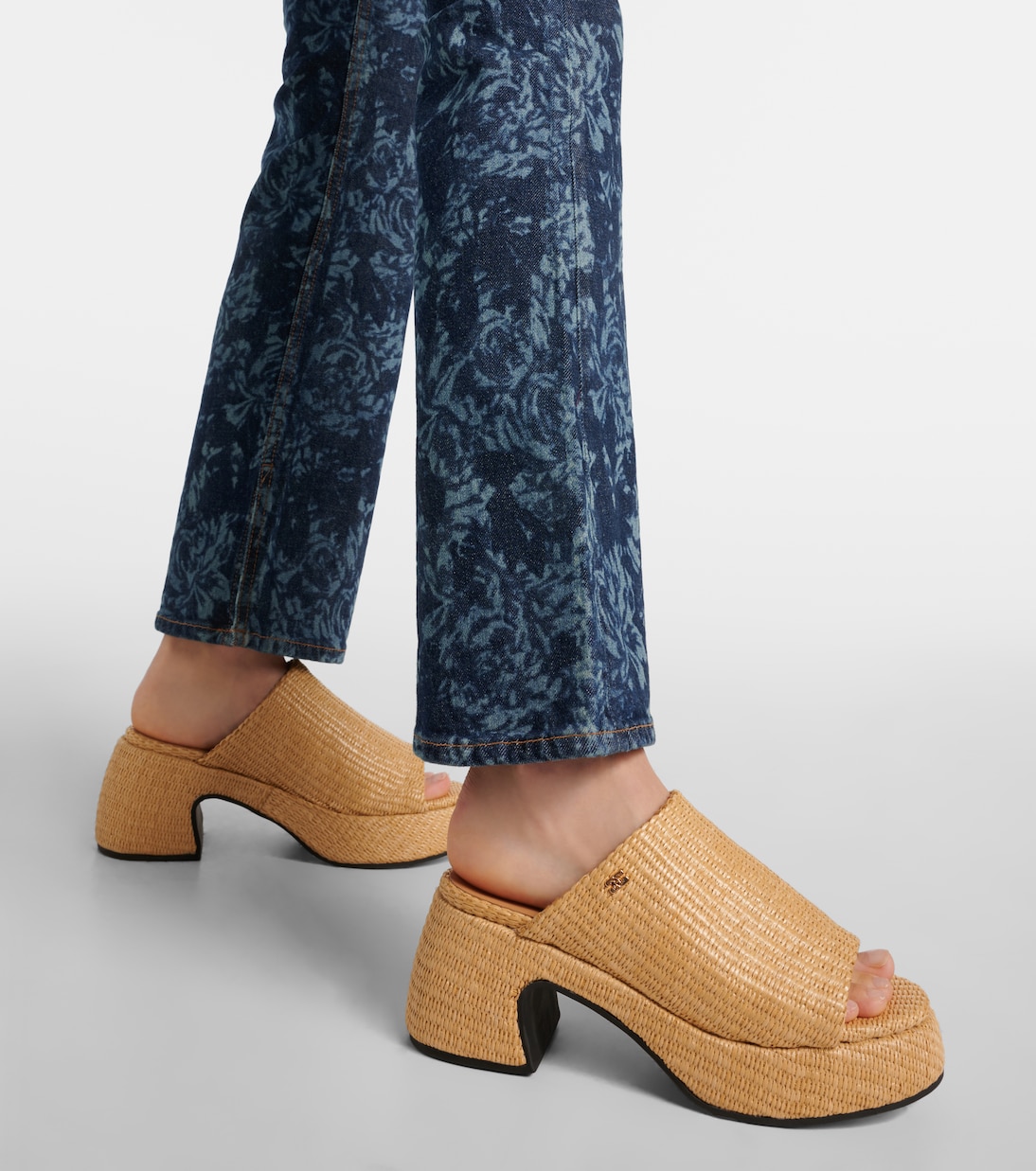Butterfly raffia platform mules | Ganni