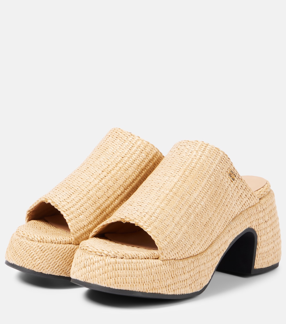 Butterfly raffia platform mules | Ganni