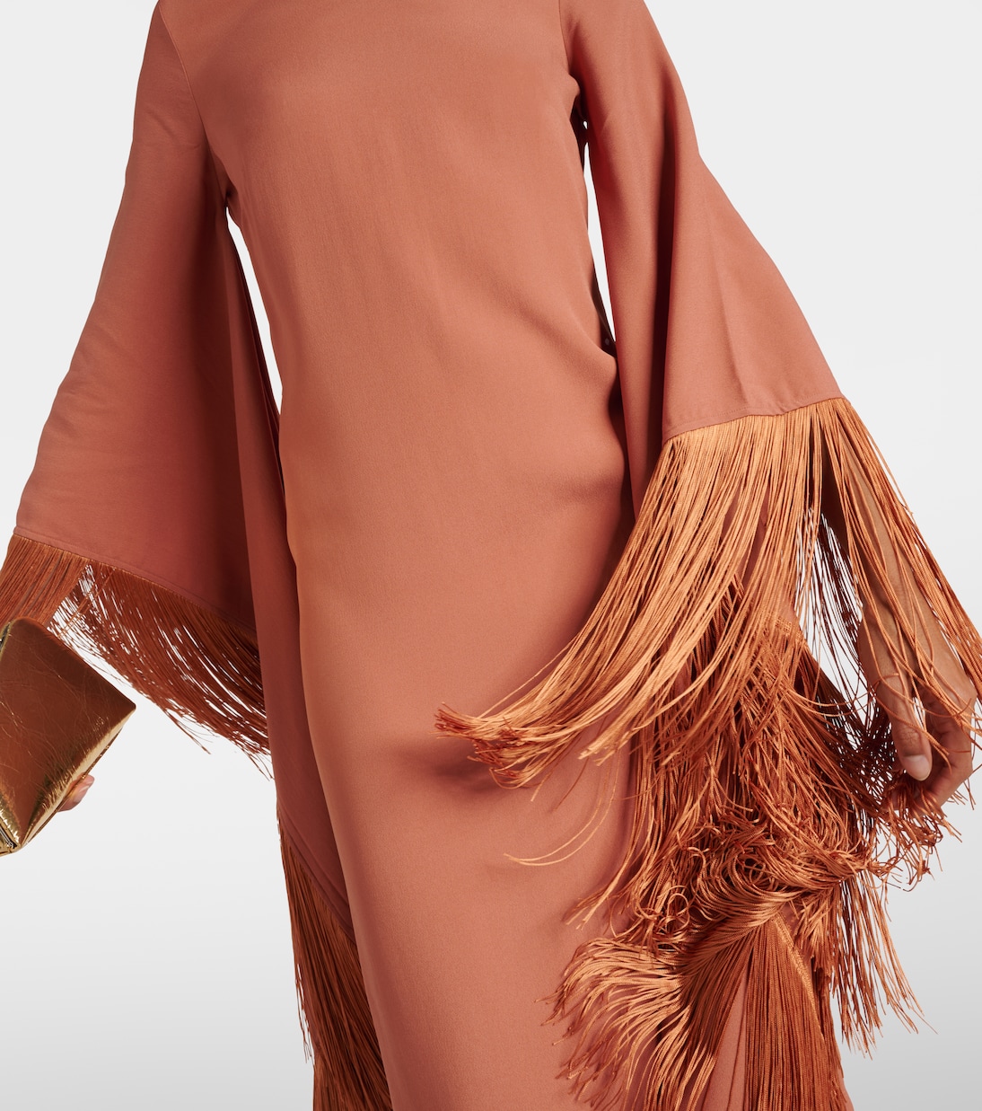 Vestido midi Del Mar de crepé con flecos | Taller Marmo