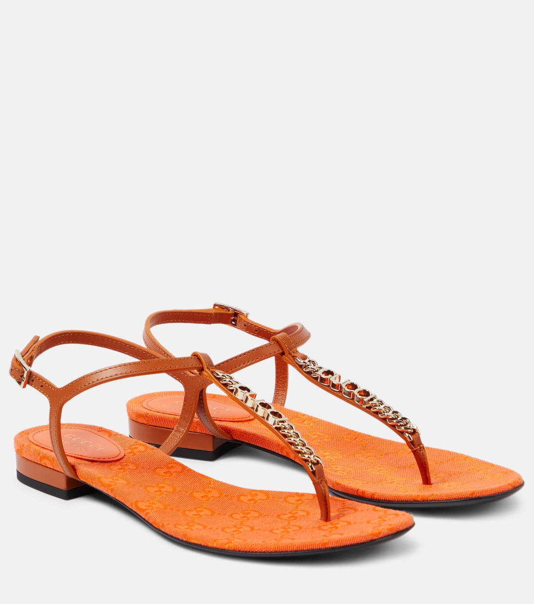 Gucci Signoria leather thong sandals in brown Gucci Mytheresa