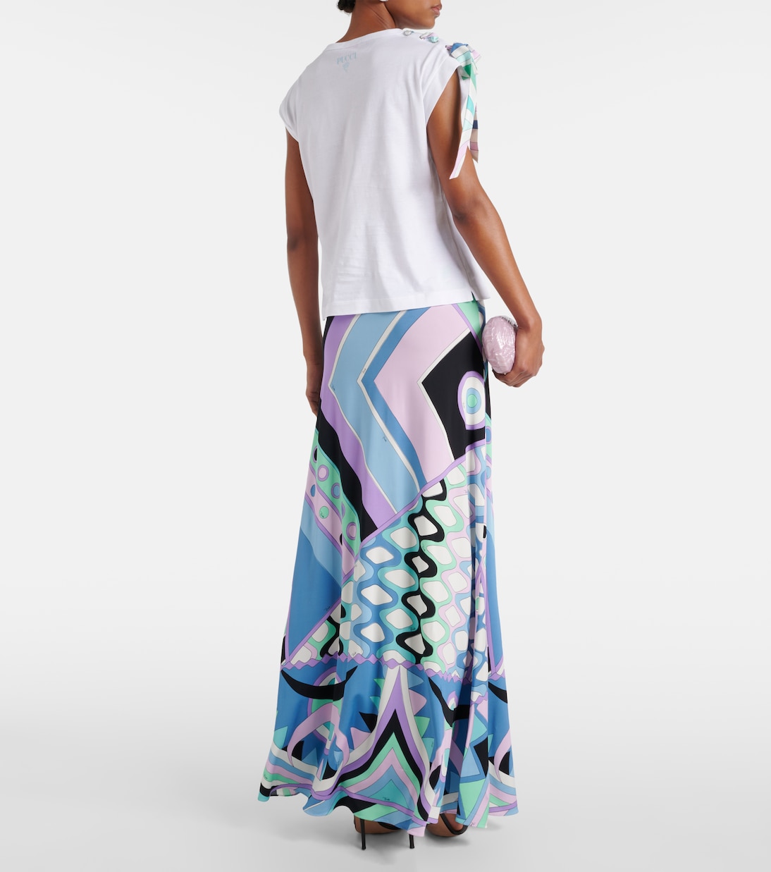 Camiseta de Algodón con Detalles Pucci para Jóvenes