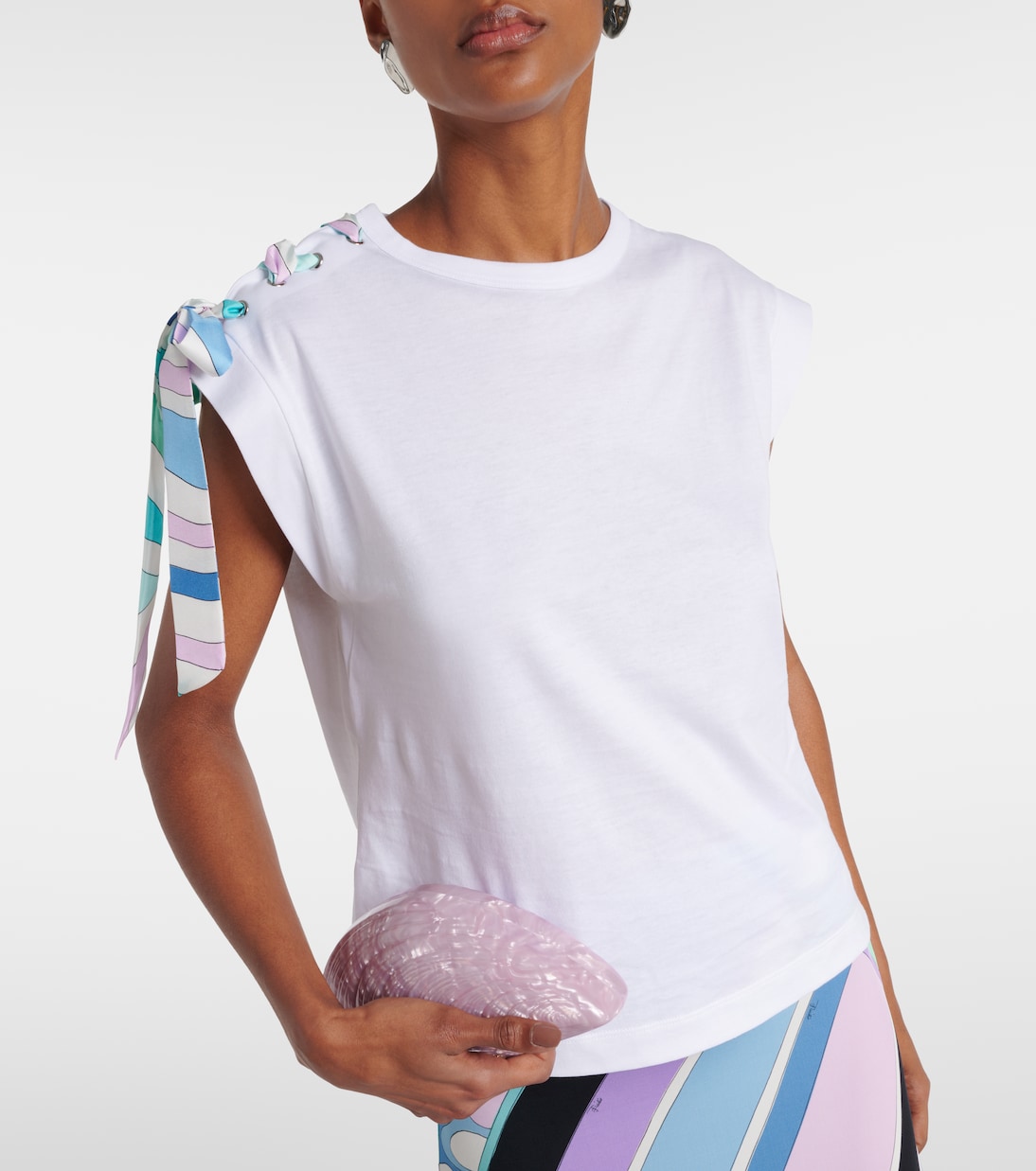 Camiseta de Algodón con Detalles Pucci para Jóvenes