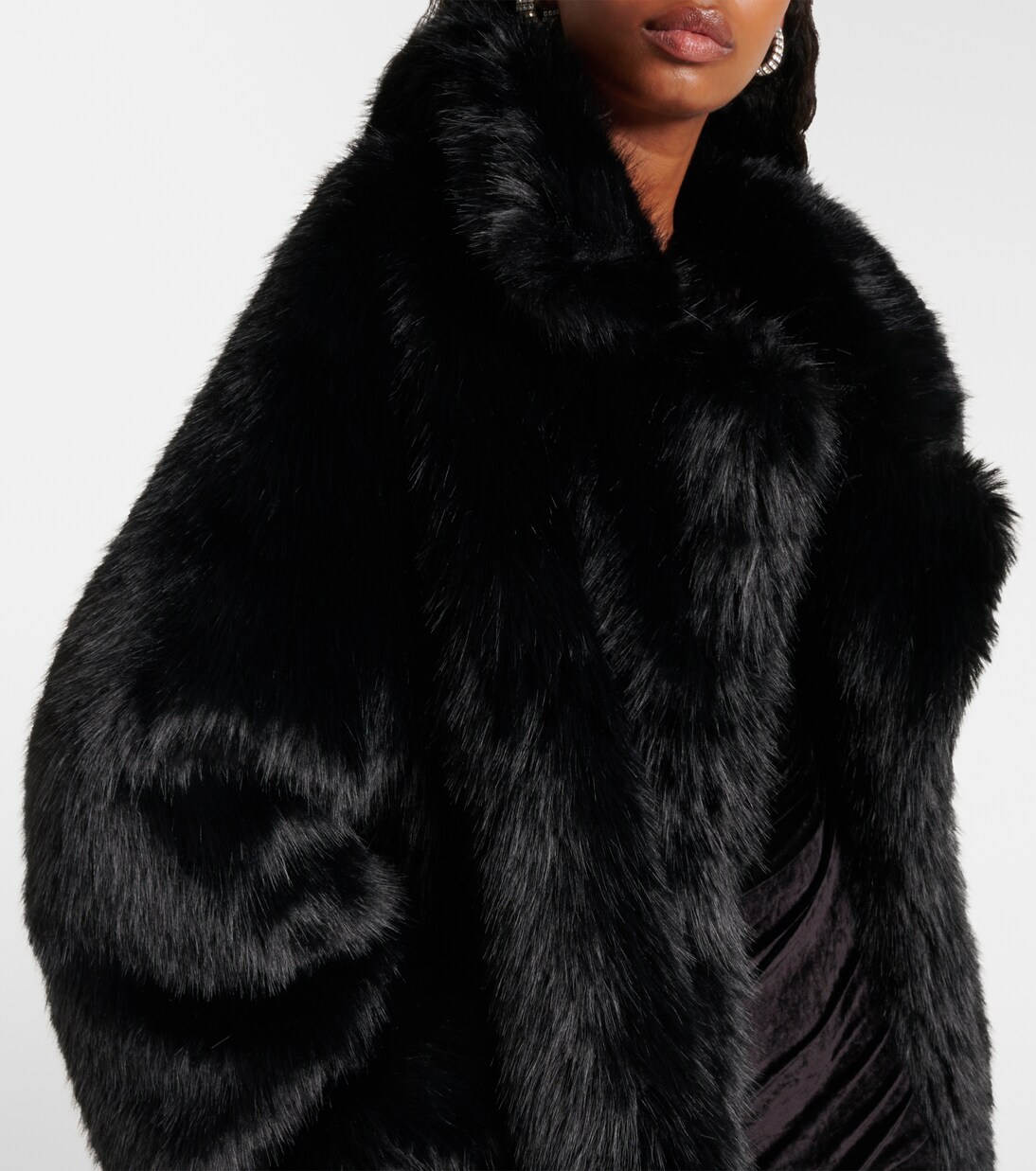 Off-shoulder faux fur coat | Balenciaga