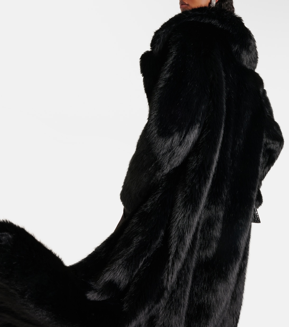Off-shoulder faux fur coat | Balenciaga