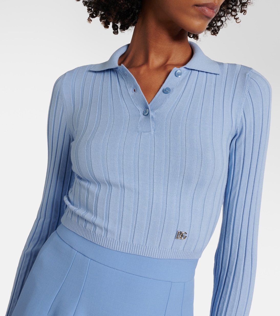Cropped-Polopullover aus Rippstrick | Dolce&Gabbana