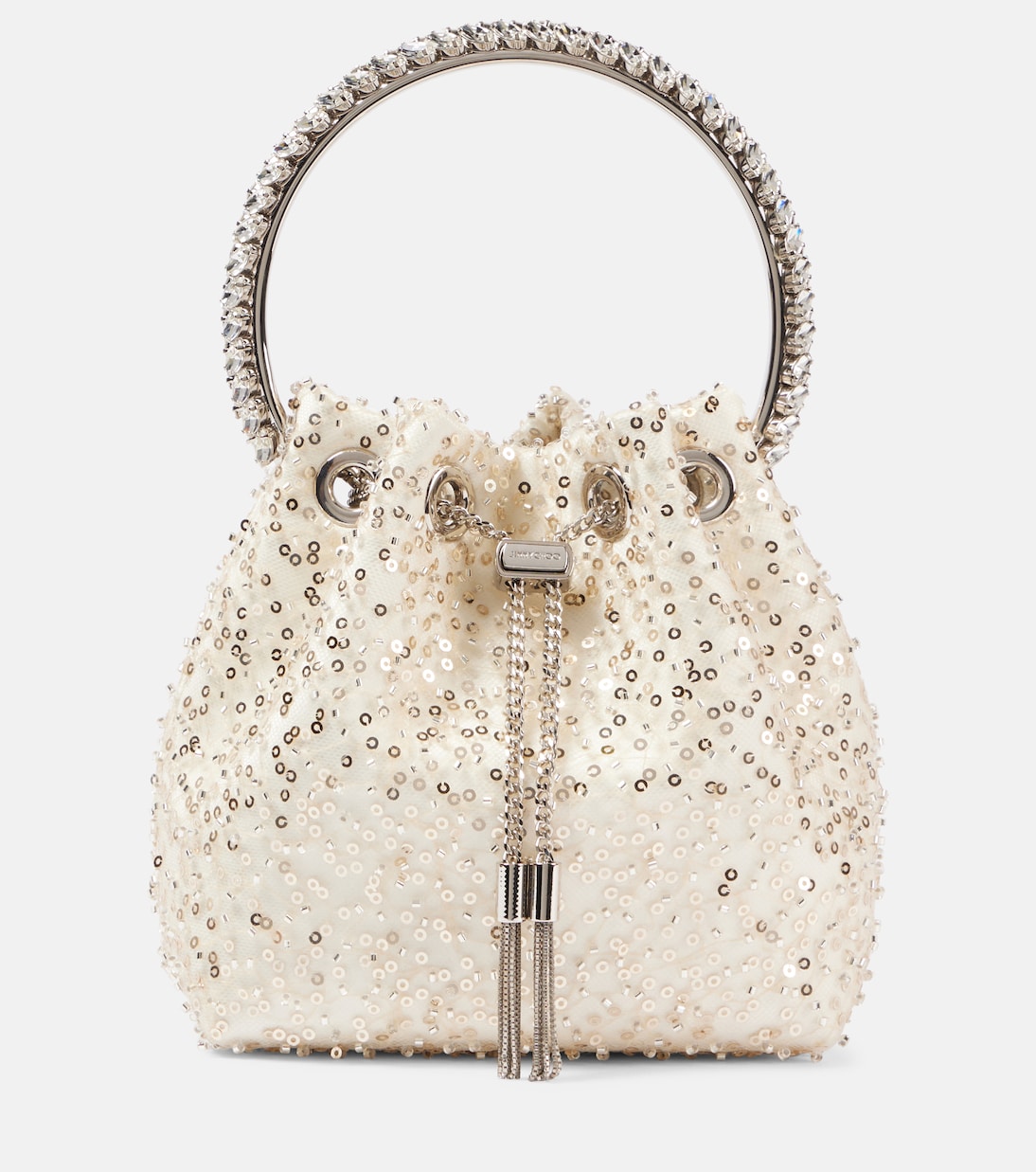 Bucket-Bag Bon Bon mit Kristallen und Pailletten | Jimmy Choo