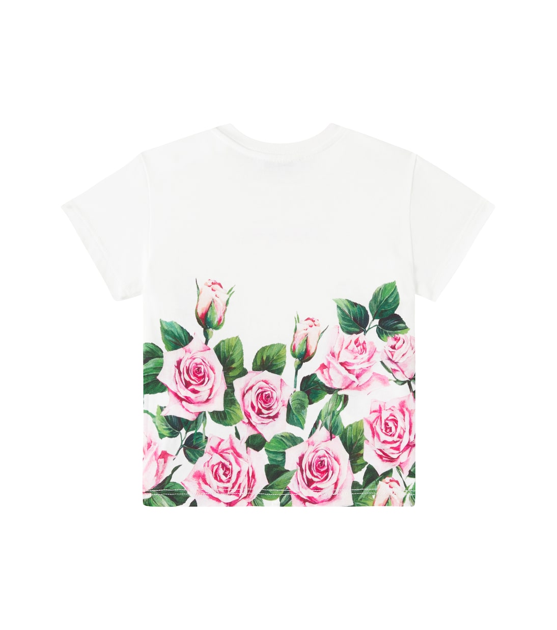 Camiseta de algodón floral con logo | Dolce&Gabbana Kids