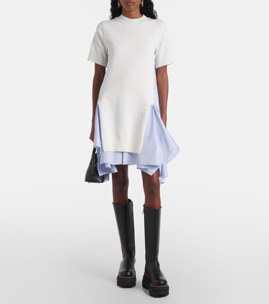 فستان ميدي من القطن البوبلين المخلوط بخطوط | Sacai