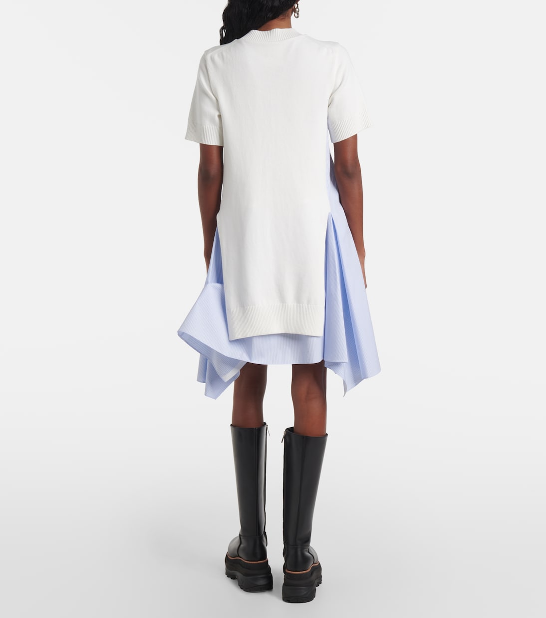 فستان ميدي من القطن البوبلين المخلوط بخطوط | Sacai