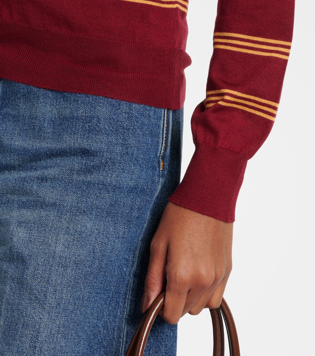 Cardigan in cashmere e seta a righe | Miu Miu
