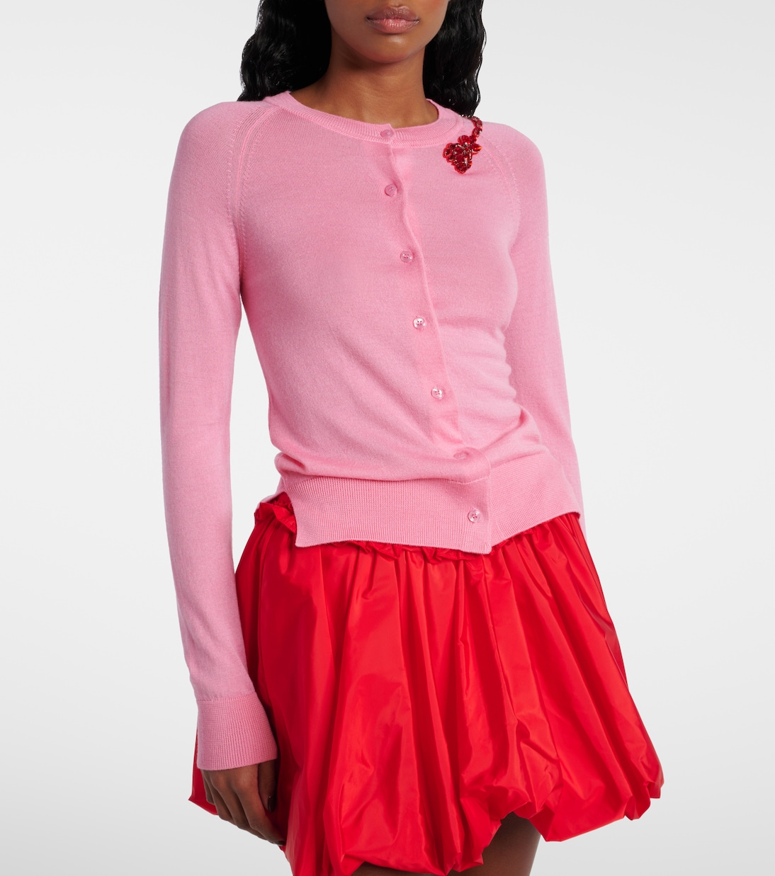 Cardigan in lana e seta con cristalli | Simone Rocha