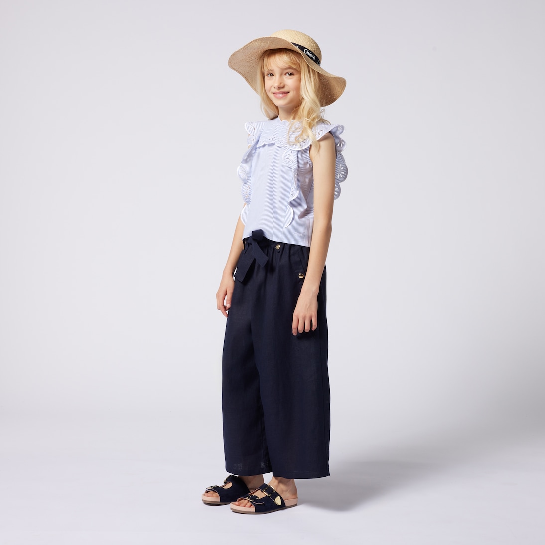 Linen wide-leg pants | Chloé Kids