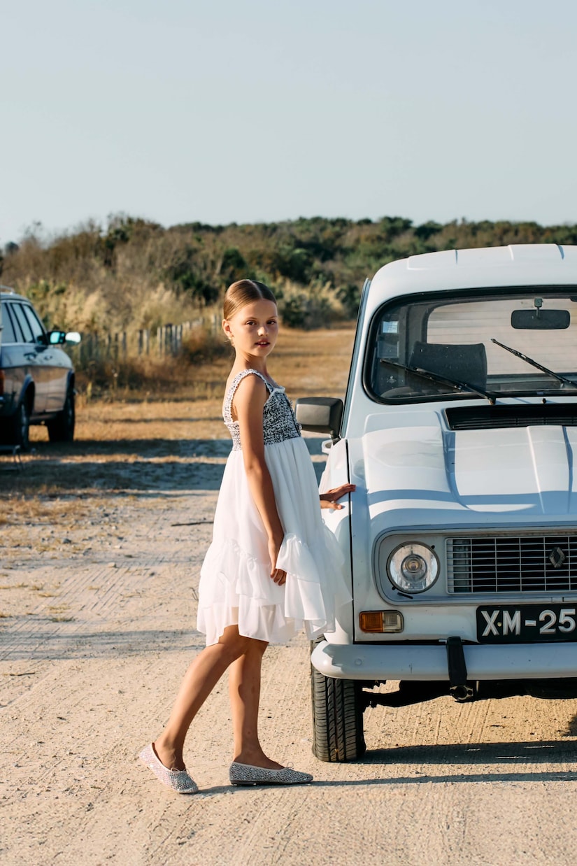 Verziertes Kleid aus Tweed und Chiffon | Patachou