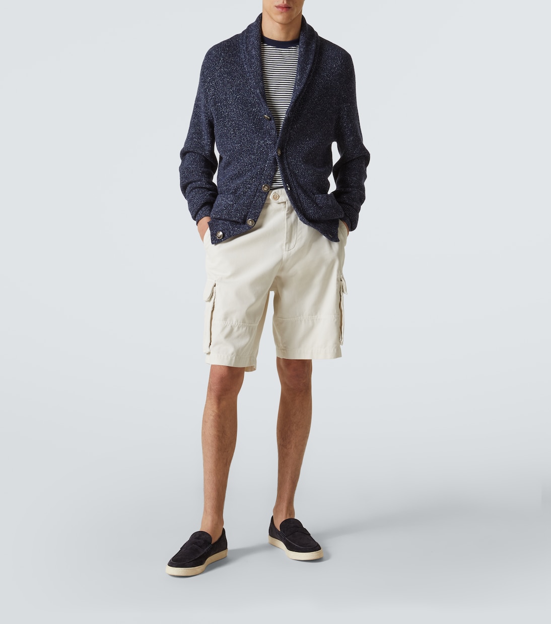 Cardigan in cotone e lino | Brunello Cucinelli