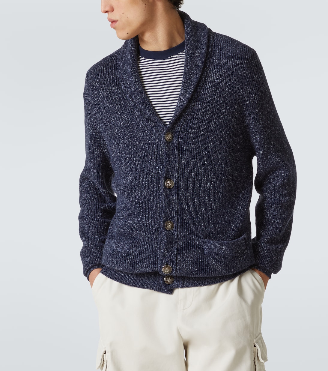 Cardigan in cotone e lino | Brunello Cucinelli