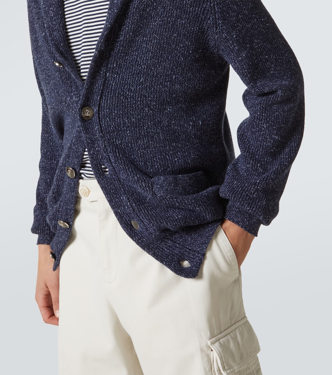 Cardigan in cotone e lino | Brunello Cucinelli
