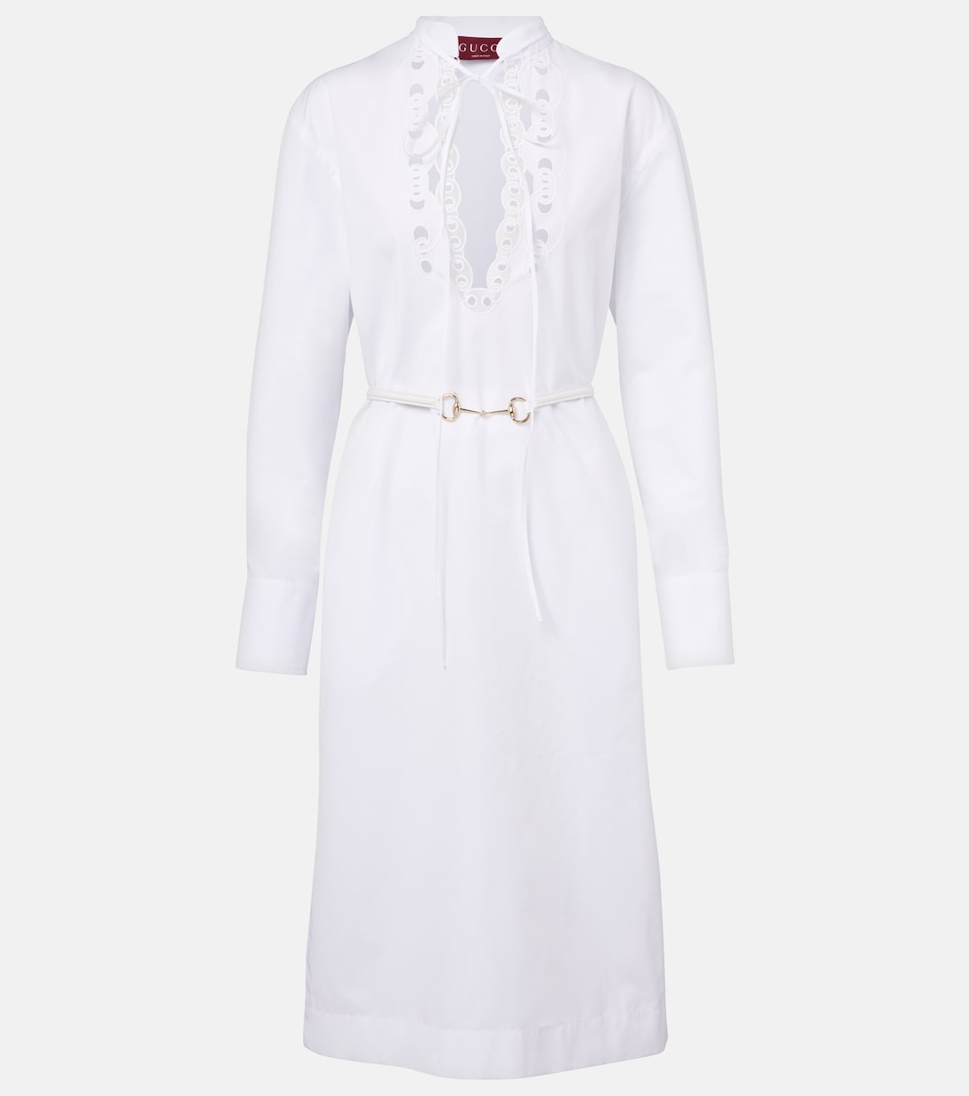 Abito midi Horsebit in popeline di cotone | Gucci