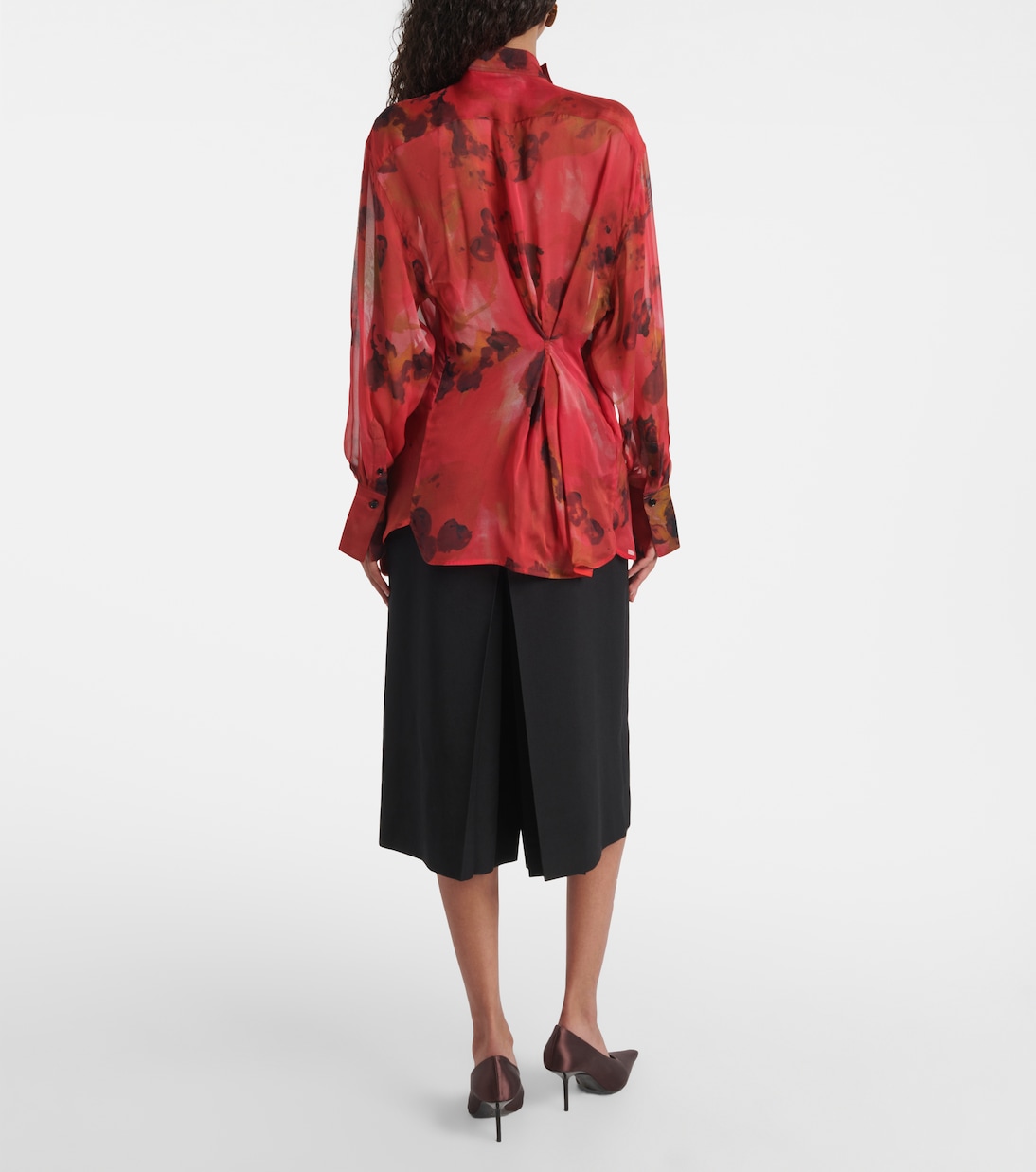 Blusa de seda estampada drapeada | Victoria Beckham