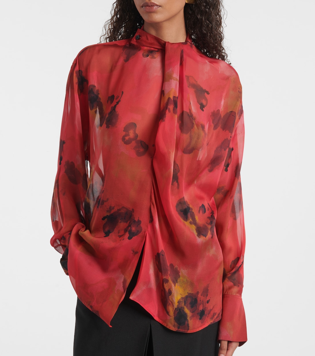 Blusa de seda estampada drapeada | Victoria Beckham