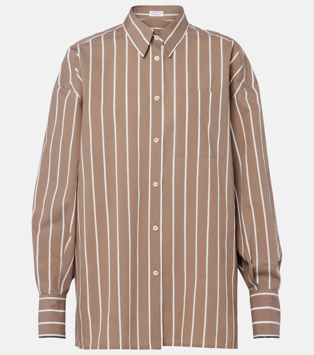 Chemise rayée en coton mélangé | Brunello Cucinelli