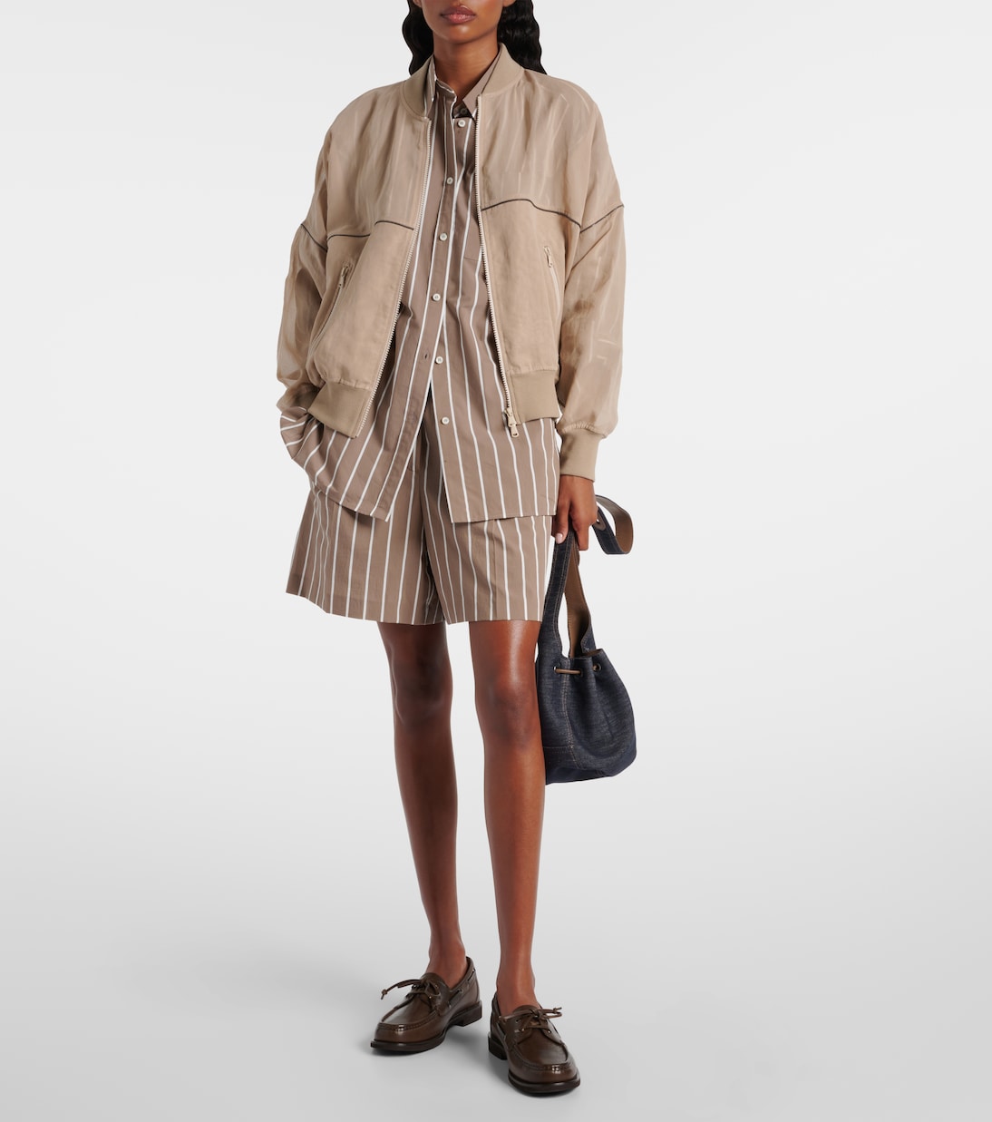Chemise rayée en coton mélangé | Brunello Cucinelli