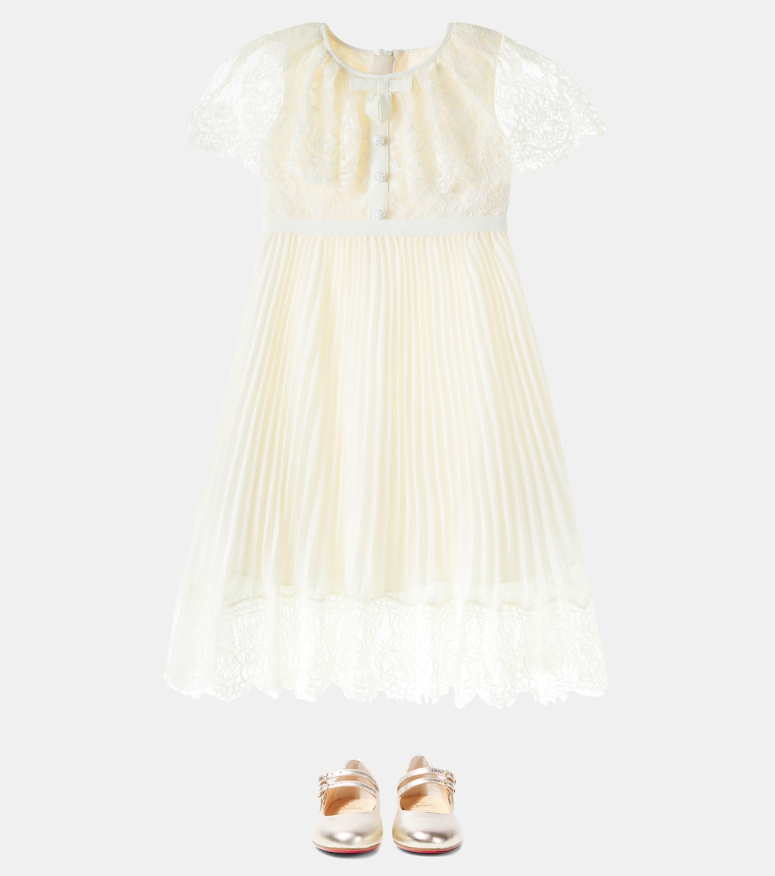Caped chiffon and lace dress | Self-Portrait Kids