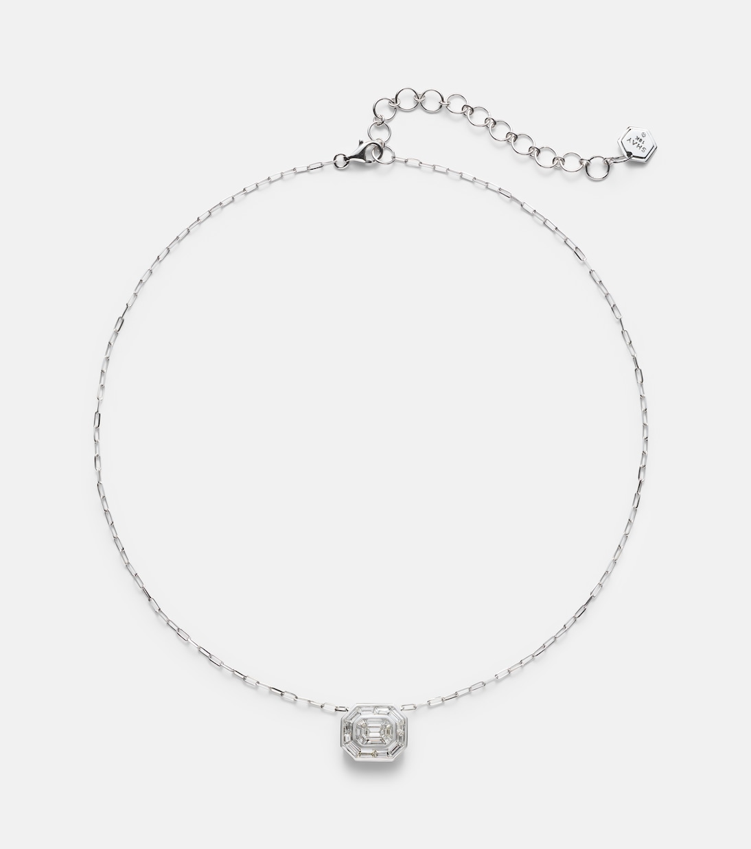 Collar con colgante Bezel Illusion de oro blanco de 18 ct con diamantes | Shay Jewelry