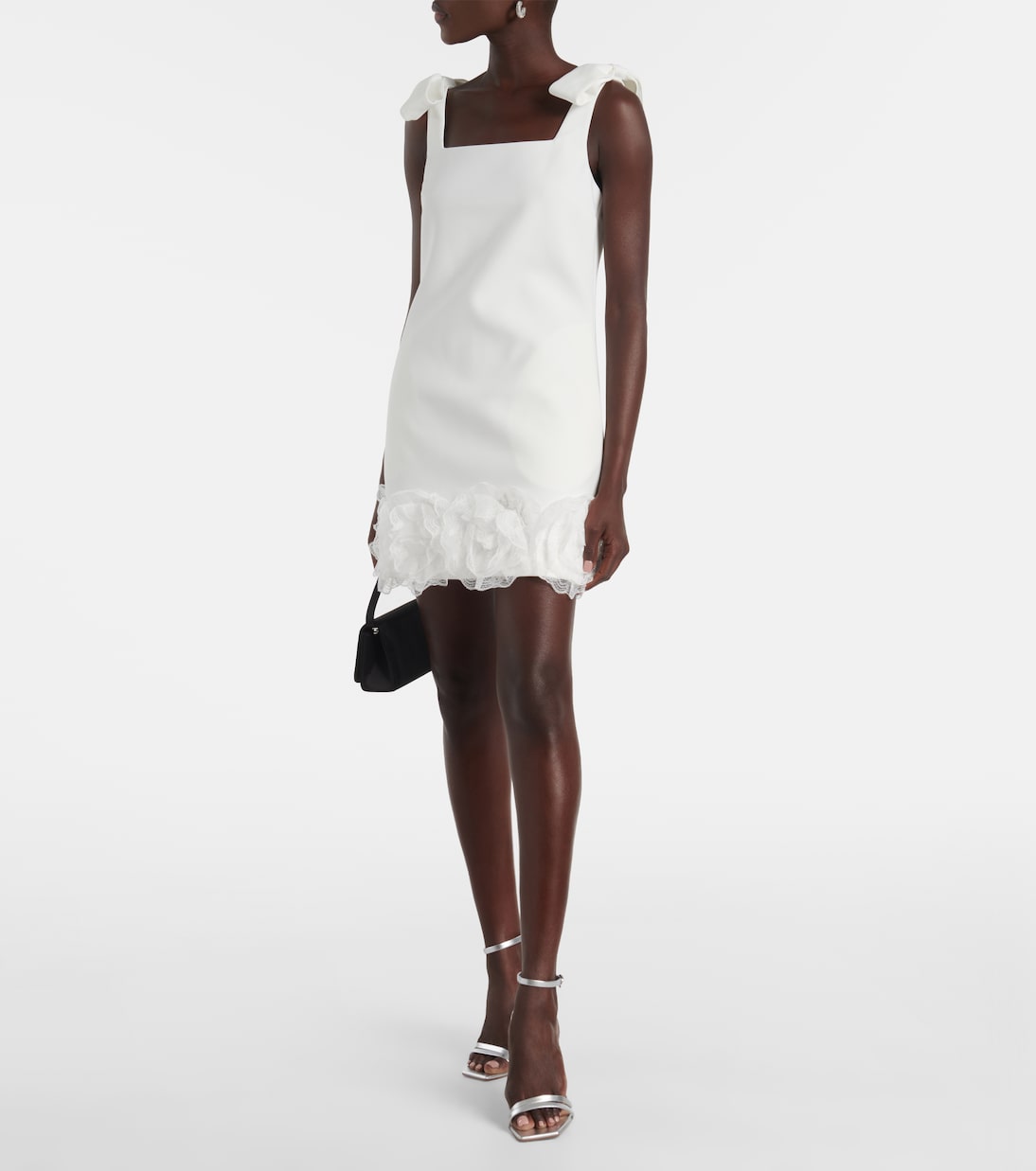 Bridal floral-appliqué crêpe minidress | Self-Portrait