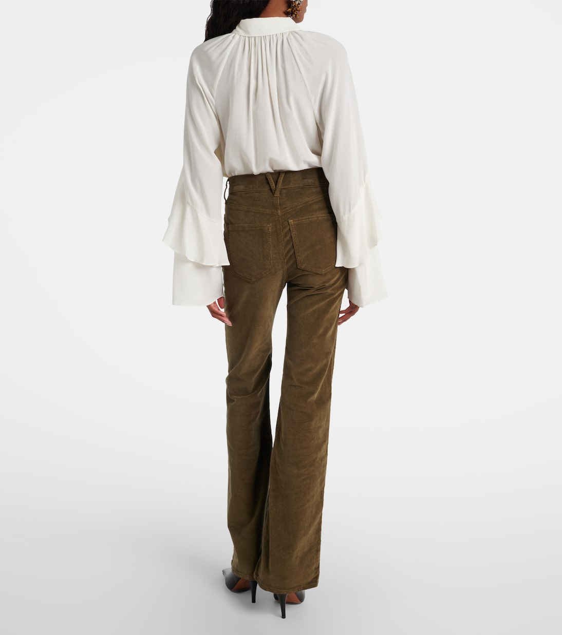Pantalones anchos de pana de algodón de tiro alto | Veronica Beard