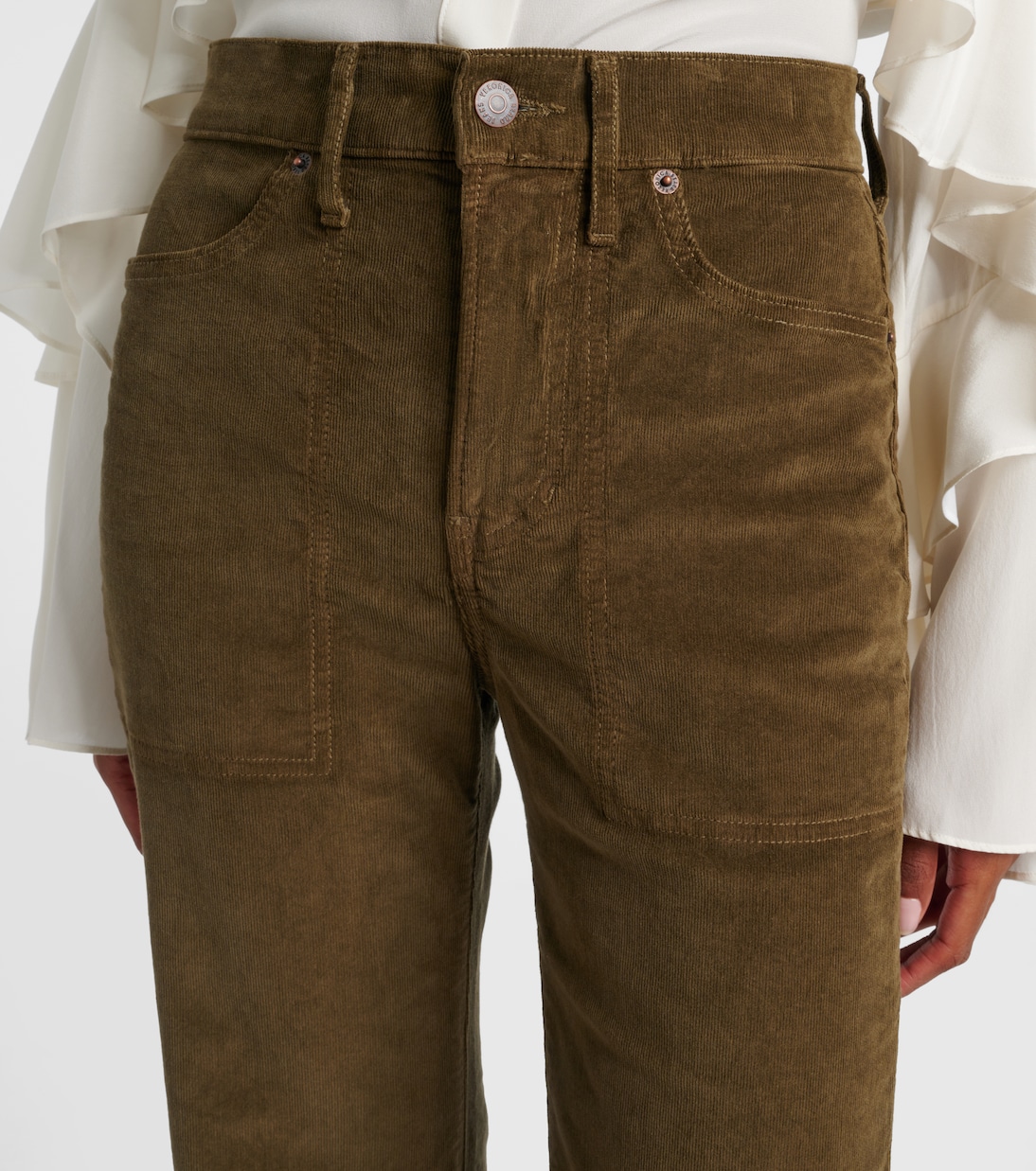 Pantalones anchos de pana de algodón de tiro alto | Veronica Beard