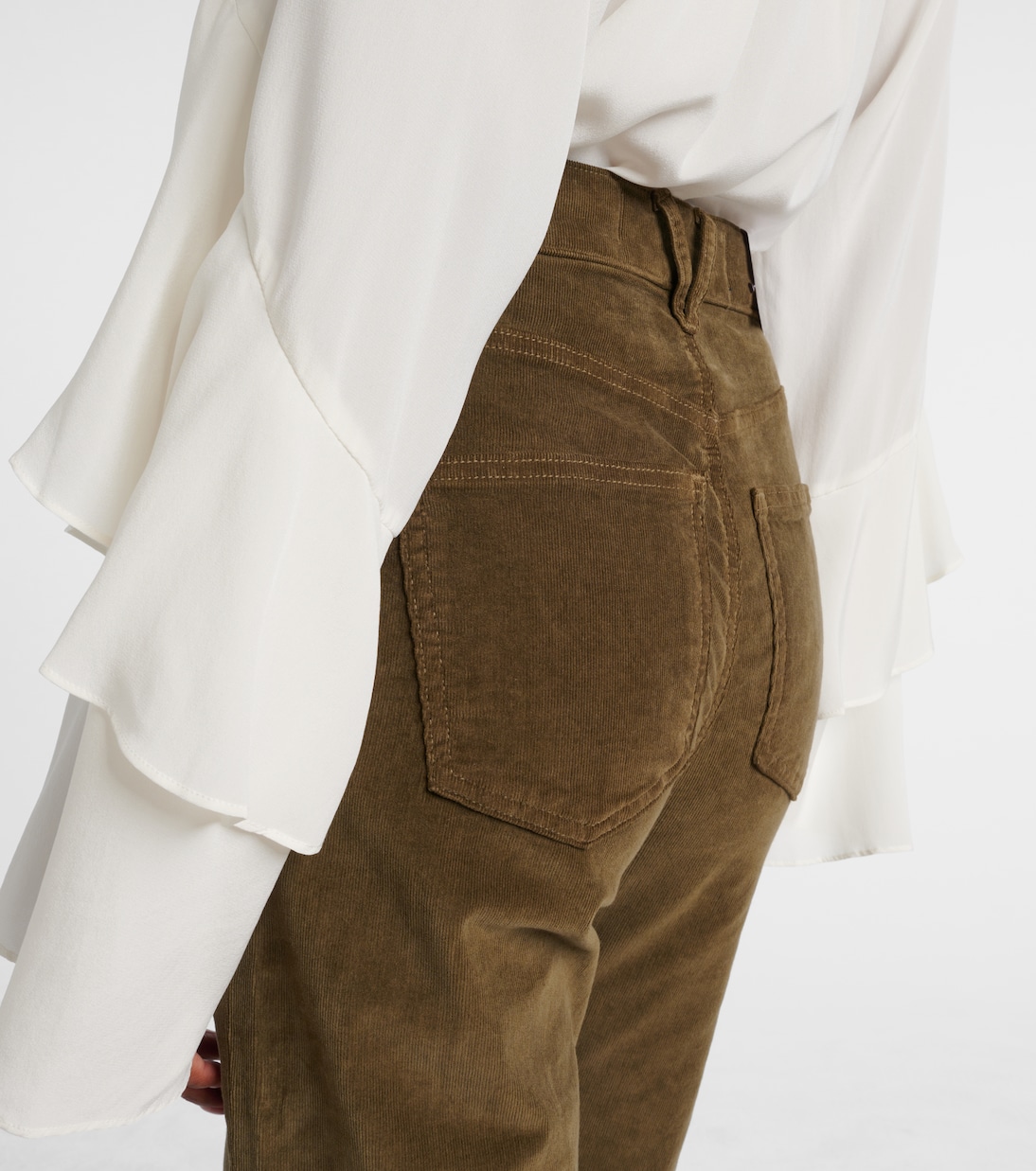 Pantalones anchos de pana de algodón de tiro alto | Veronica Beard
