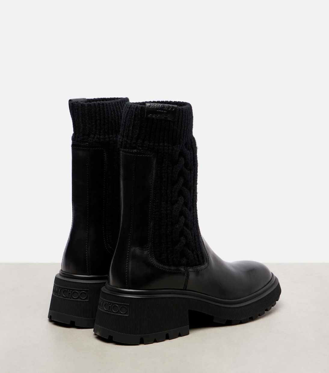 Tamia cable-knit leather ankle boots | Jimmy Choo
