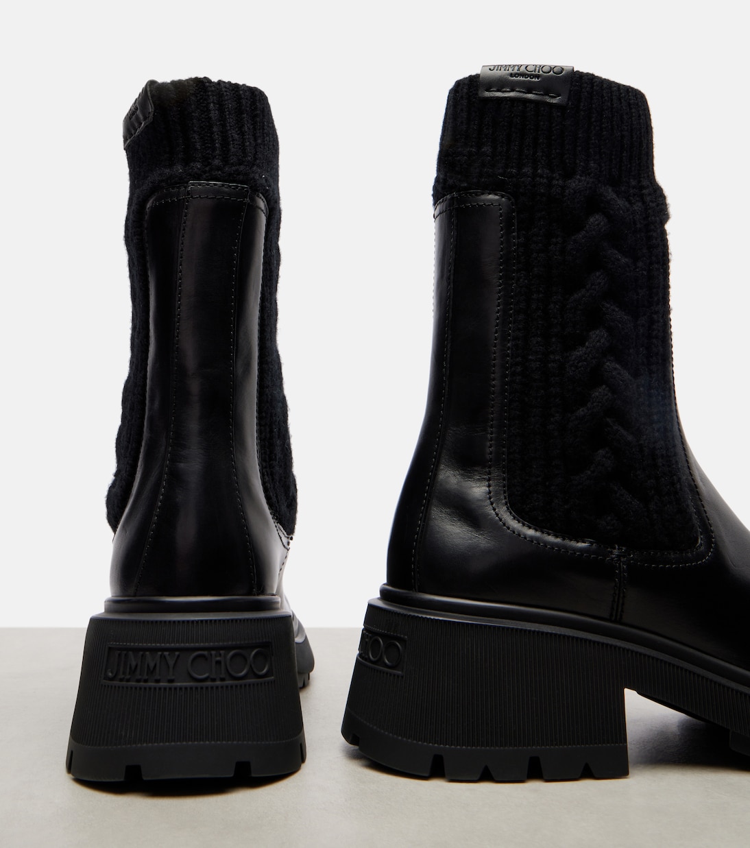 Tamia cable-knit leather ankle boots | Jimmy Choo