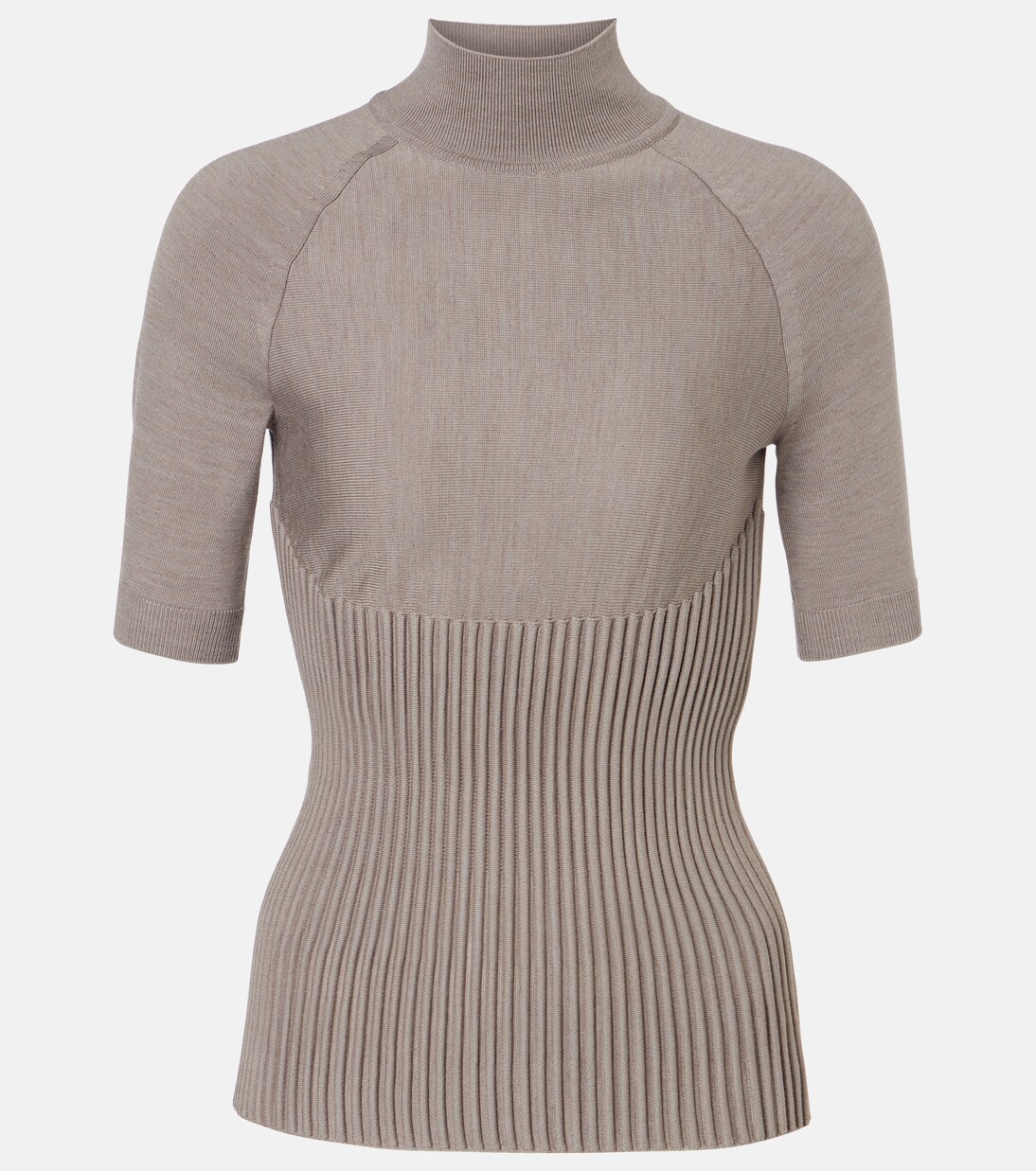 Top de cuello alto acanalado en mezcla de lana | Alaïa