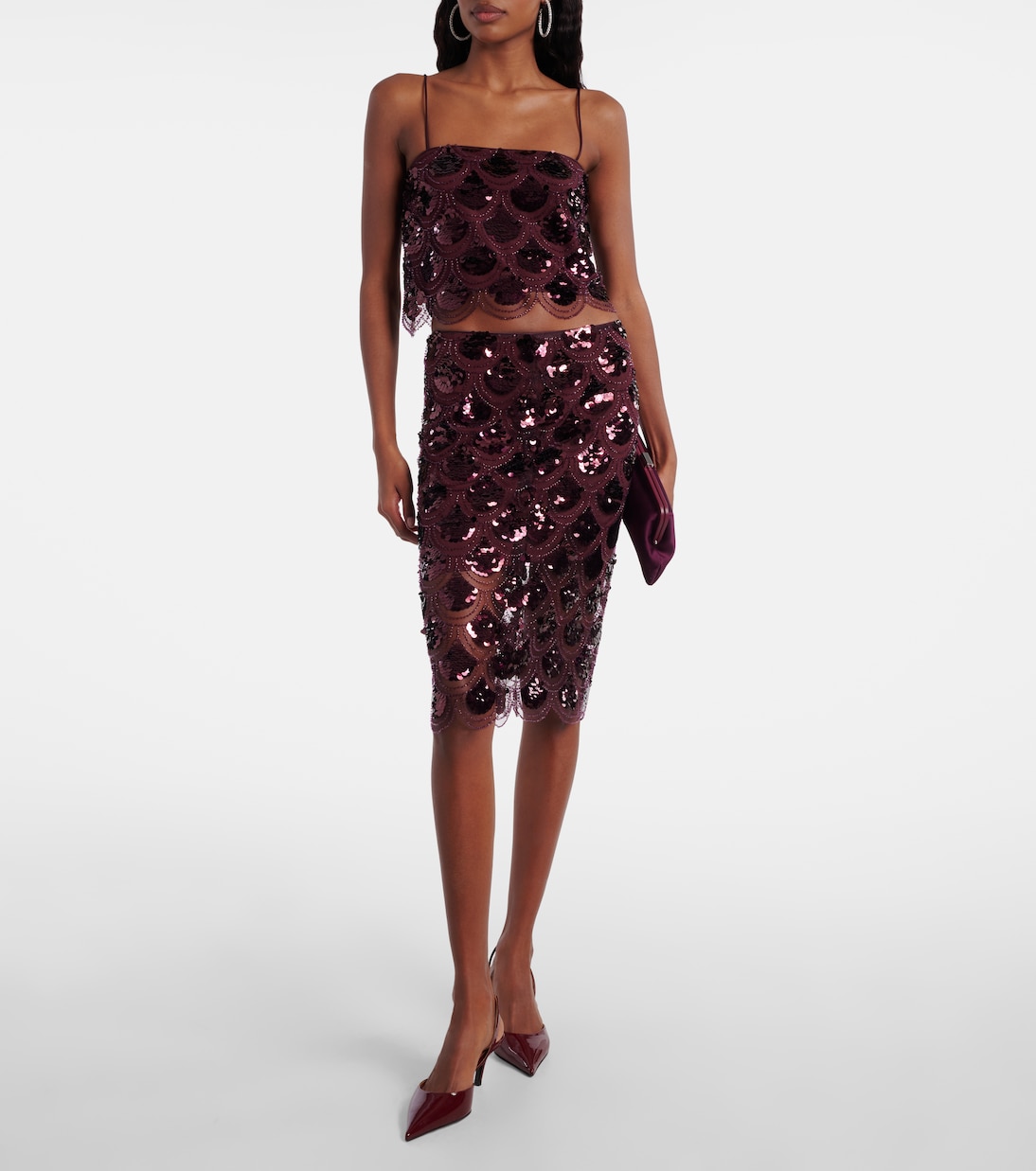 Embellished mesh midi skirt | Rotate