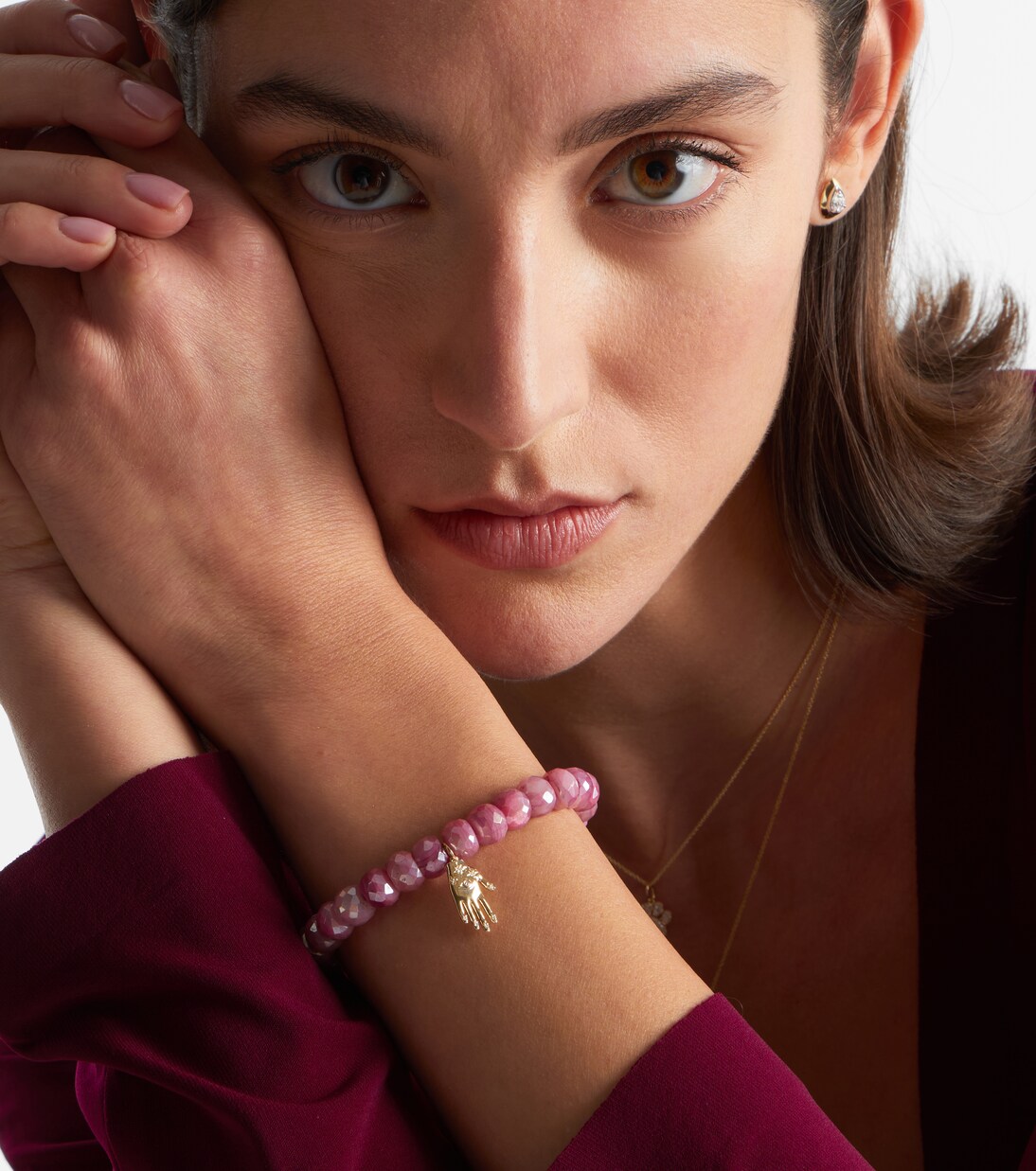 Pulsera de oro de 14 ct con piedras de luna y diamantes | Sydney Evan