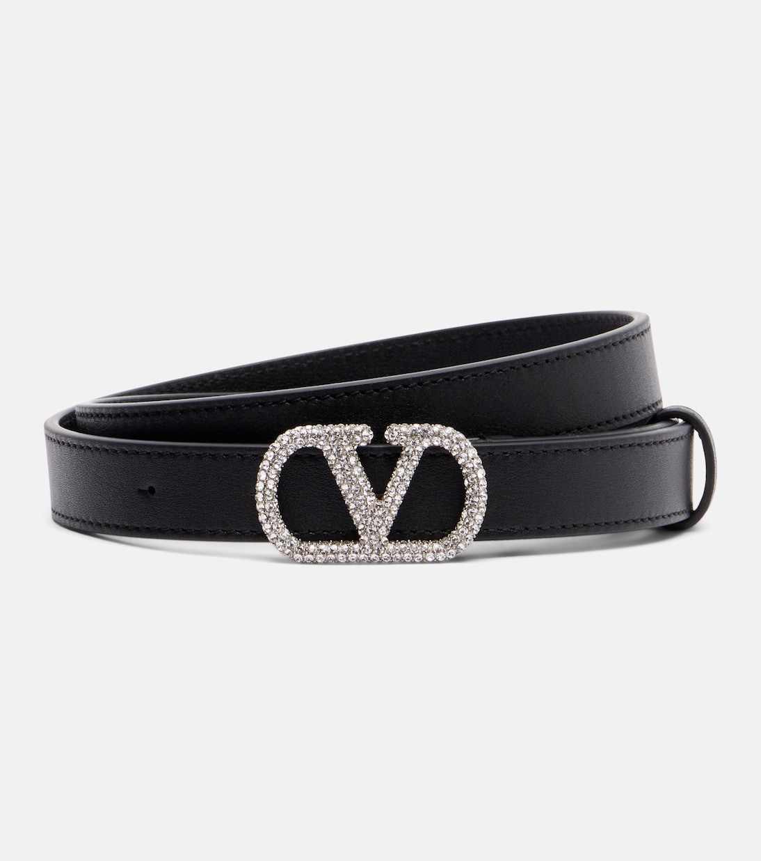 VLogo crystal-embellished leather belt | Valentino Garavani