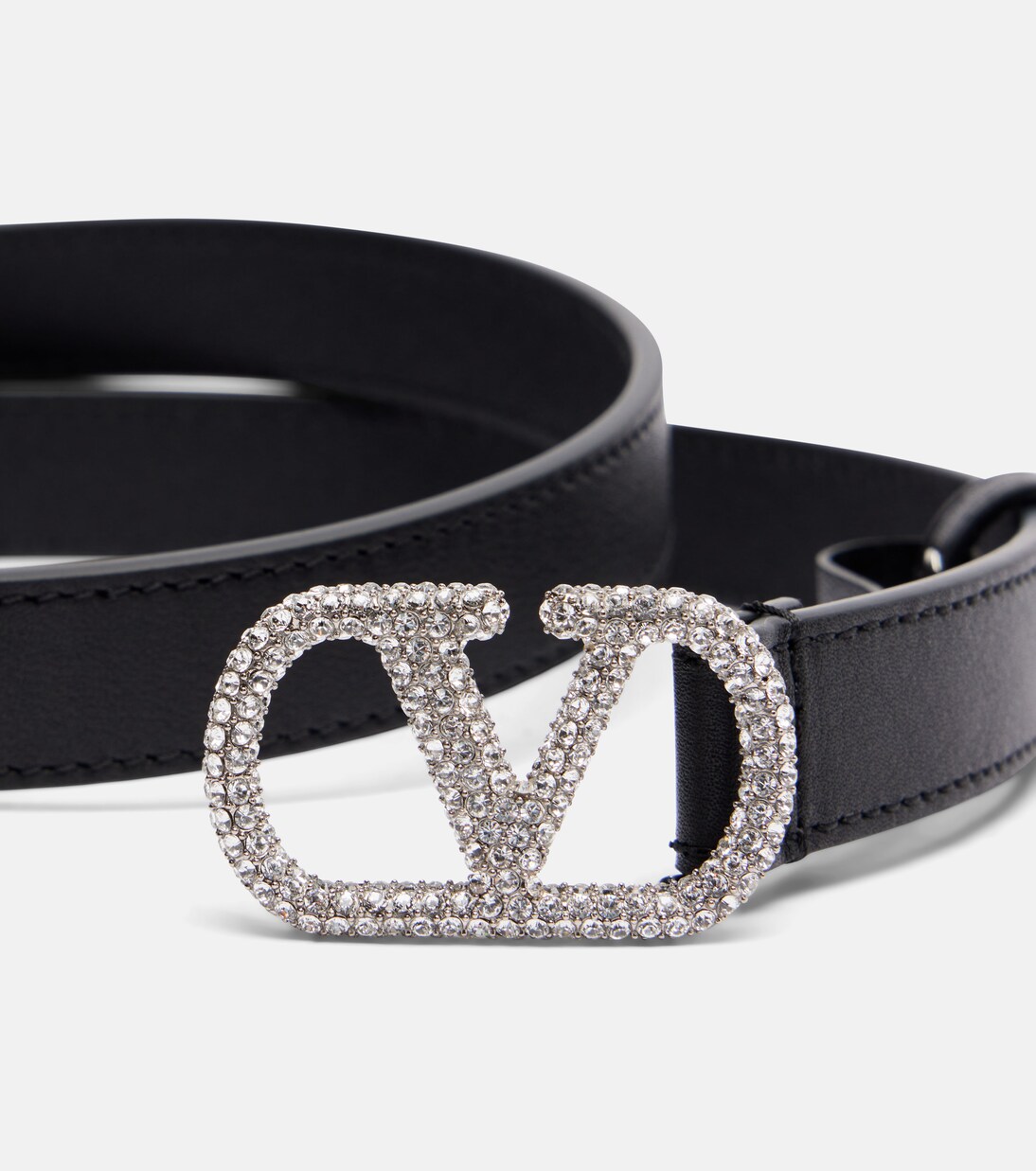 VLogo crystal-embellished leather belt | Valentino Garavani