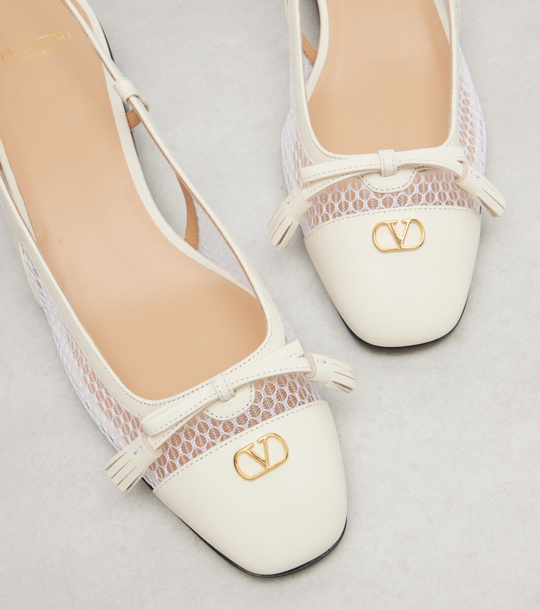 VLogo leather and mesh slingback flats | Valentino Garavani