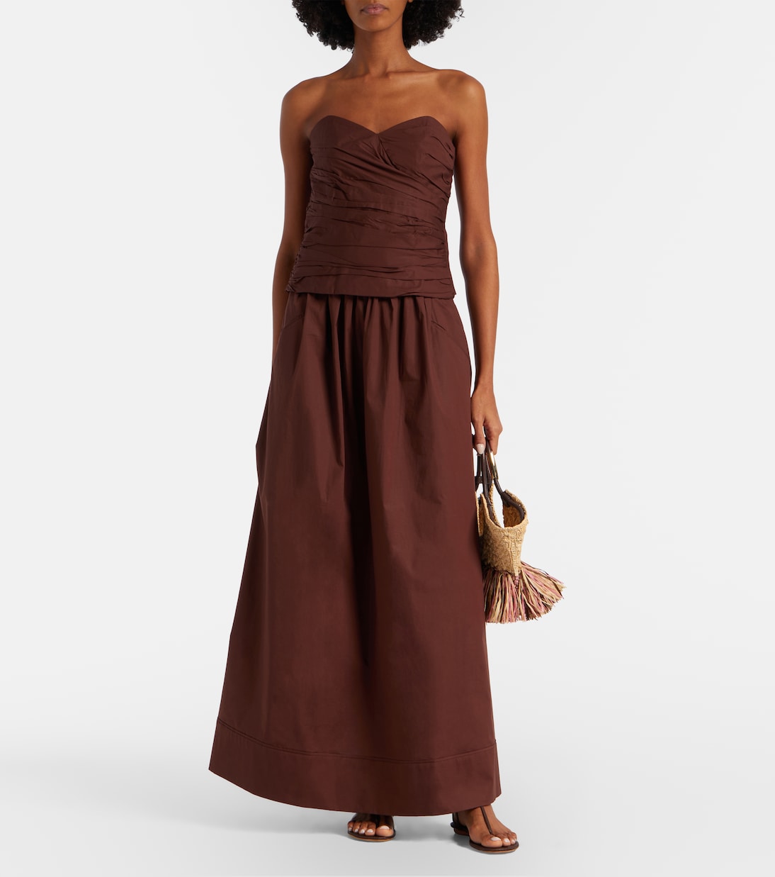 褶裥棉质加长半身裙 | Adriana Degreas