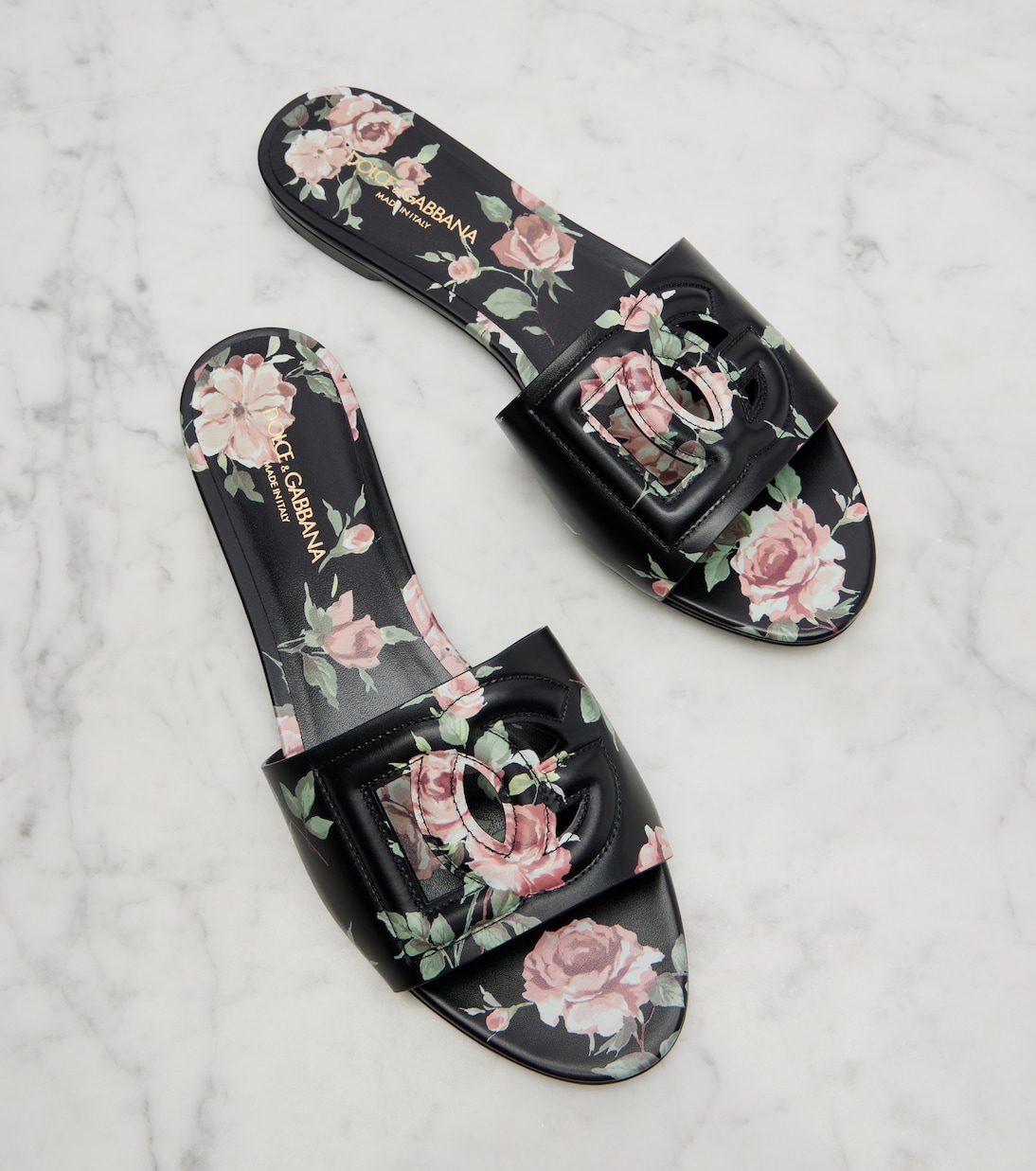 DG floral leather slides | Dolce&Gabbana