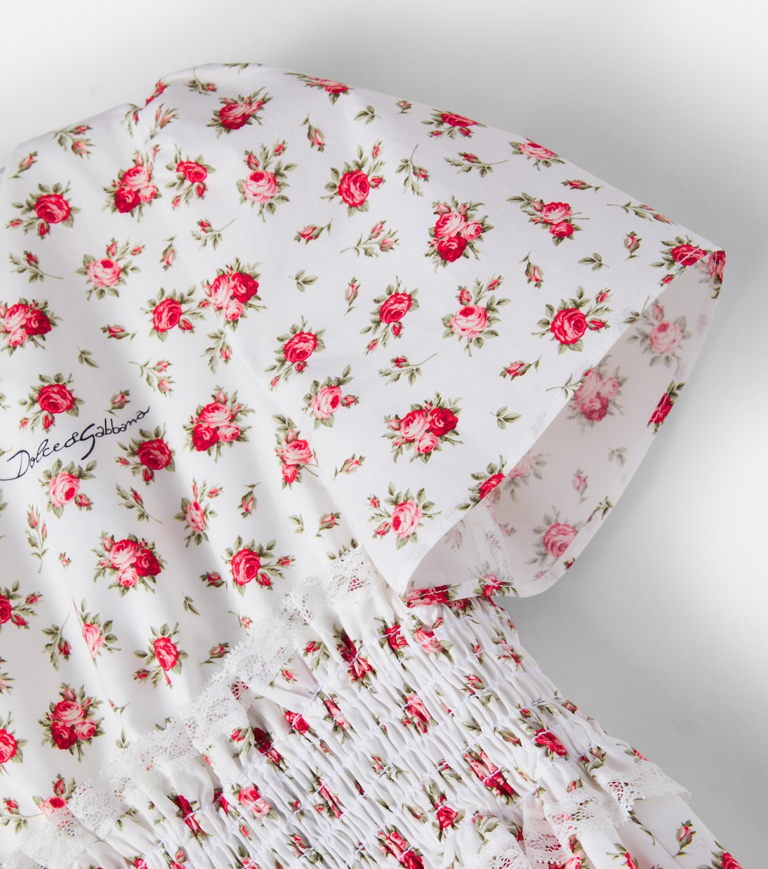 Vestido de popelín de algodón floral | Dolce&Gabbana Kids