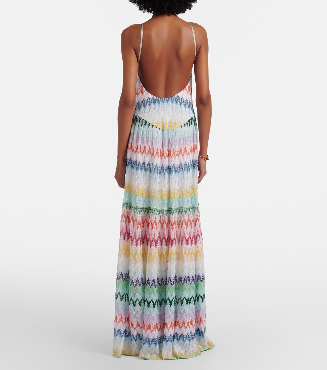 Vestido largo de lamé con cuello halter | Missoni