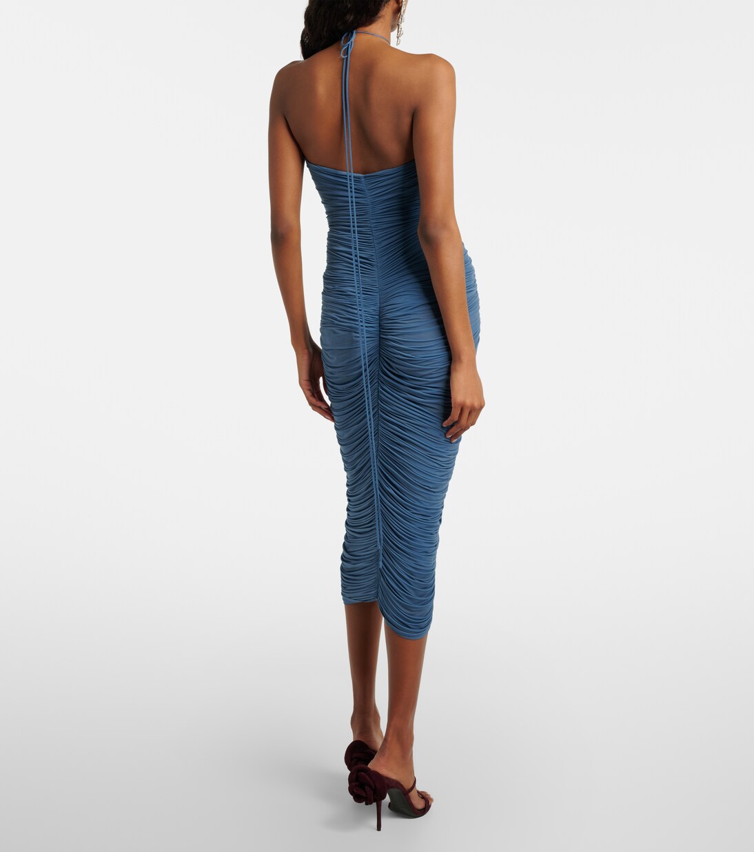 Floral-appliqué ruched midi dress | Magda Butrym