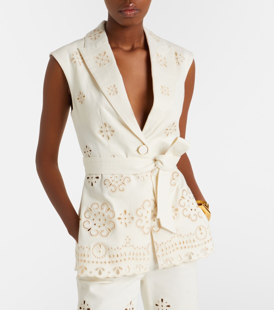 Townes eyelet cotton twill vest | Veronica Beard