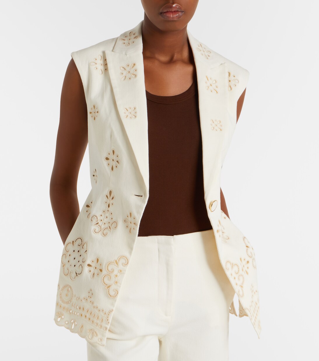Townes eyelet cotton twill vest | Veronica Beard