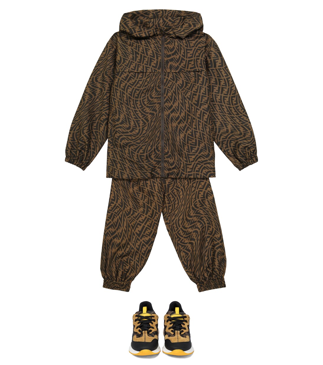 FF suede and leather-trimmed sneakers | Fendi Kids