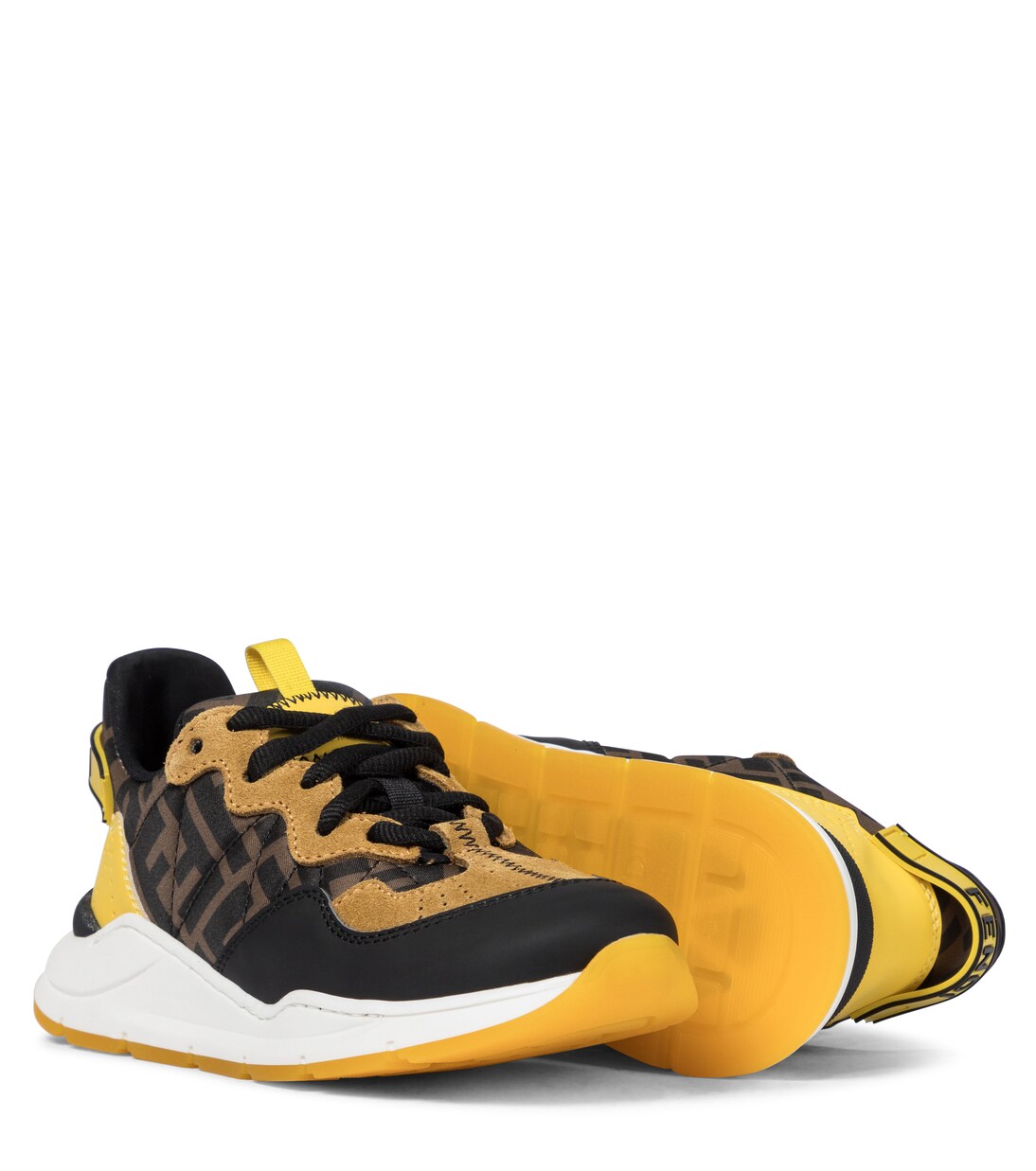 FF suede and leather-trimmed sneakers | Fendi Kids